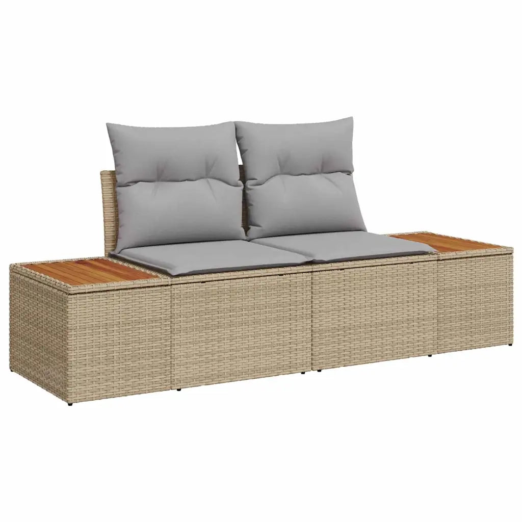 Set Divano da Giardino 9 pcs Beige e Grigio Chiaro Polyrattan