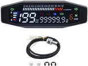 Contachilometri Digitale per Motocicletta - Acqua Resistente - Contachilometri 12000 giri/min - Indicatore Olio - Doppio Contachilometri - Cavi di Collegamento - Computer per Motocicletta