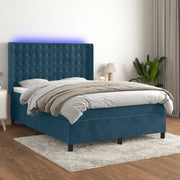 Letto a Molle con Materasso e LED Blu Scuro 140x190 cm 3139803