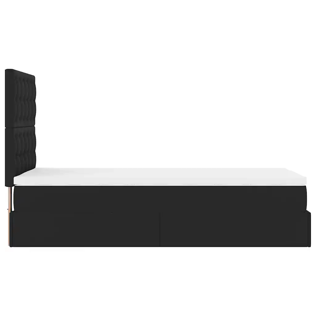 Letto Pouf con Materasso Nero 90x200 cm Similpelle 3312981