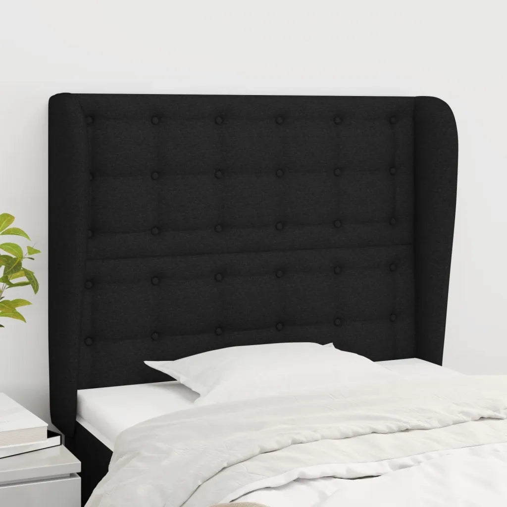 Testiera | Testata ad Orecchio Nera 83x23x118/128 cm in Tessuto
