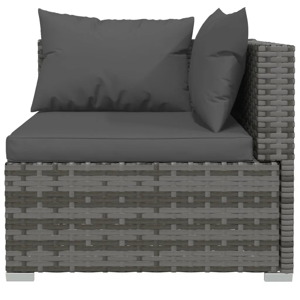 Set Divani da Giardino 10 pz con Cuscini in Polyrattan Grigio 3102045