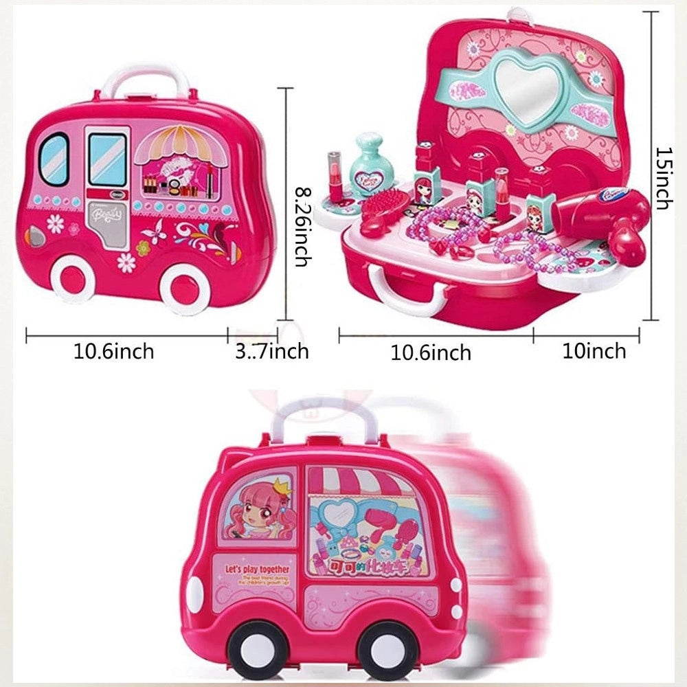 Trade Shop - Beauty Set Con Specchio Valigetta Giocattolo Accessori Bellezza Con Ruote -