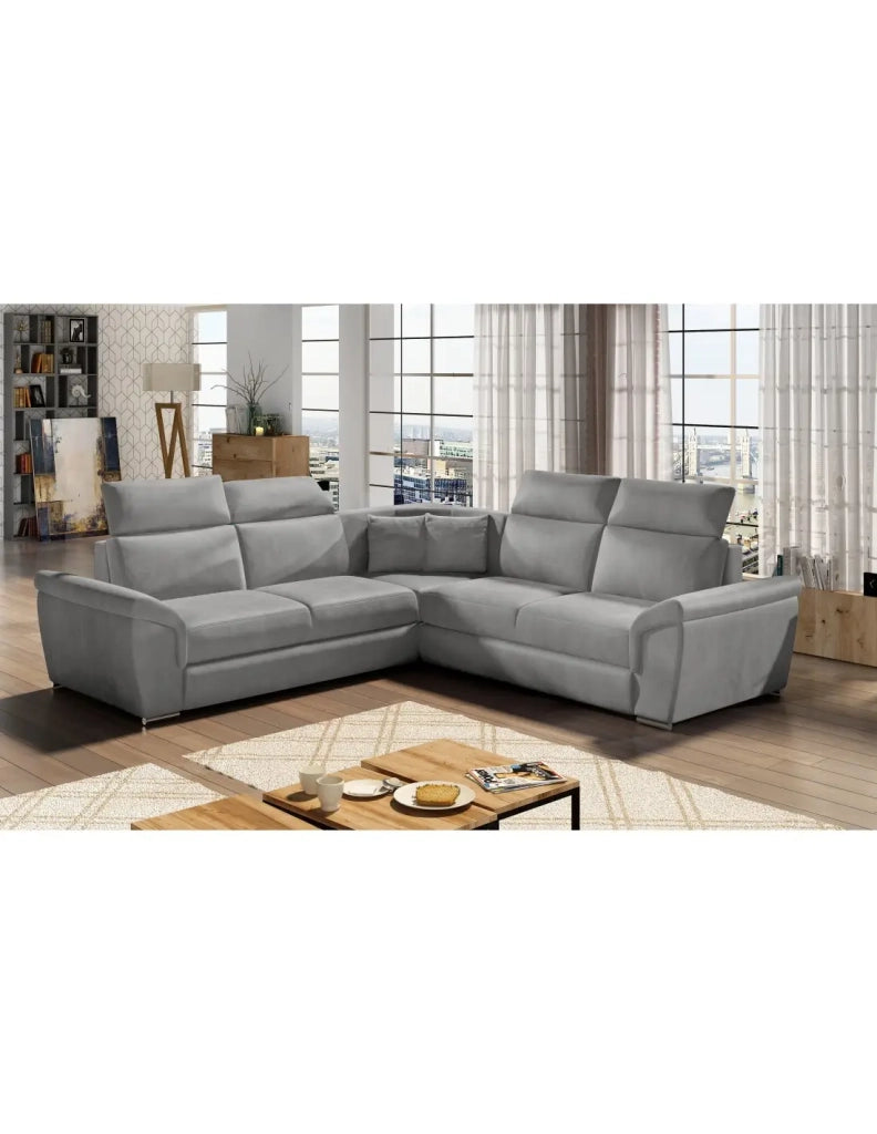 Divano angolare FREDERICO Grigio 5 posti con letto 266x266cm