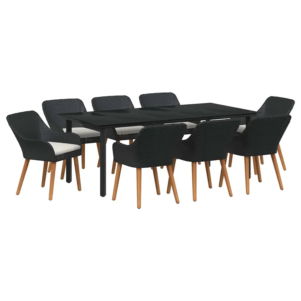 Set da Pranzo per Giardino con cuscino 9 pcs Nero polyrattan 3261676