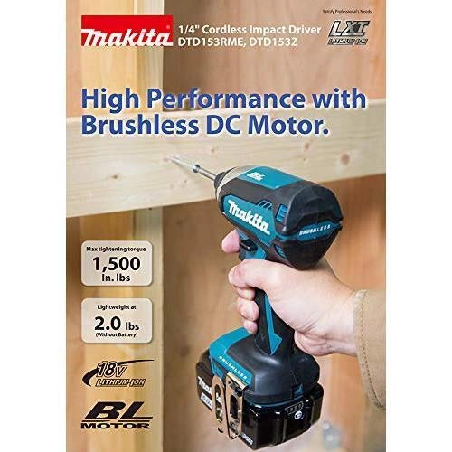 Makita DTD153Z Avvitatore ad Impulsi 18 V 3400 rpm 170 Nm con Motore Brushless e Tecnologia XPT colore Verde