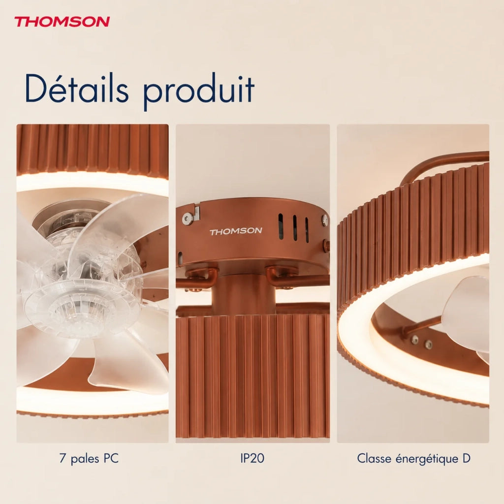 Ventilatore da soffitto con luce e telecomando incluso THOMSON MIRA