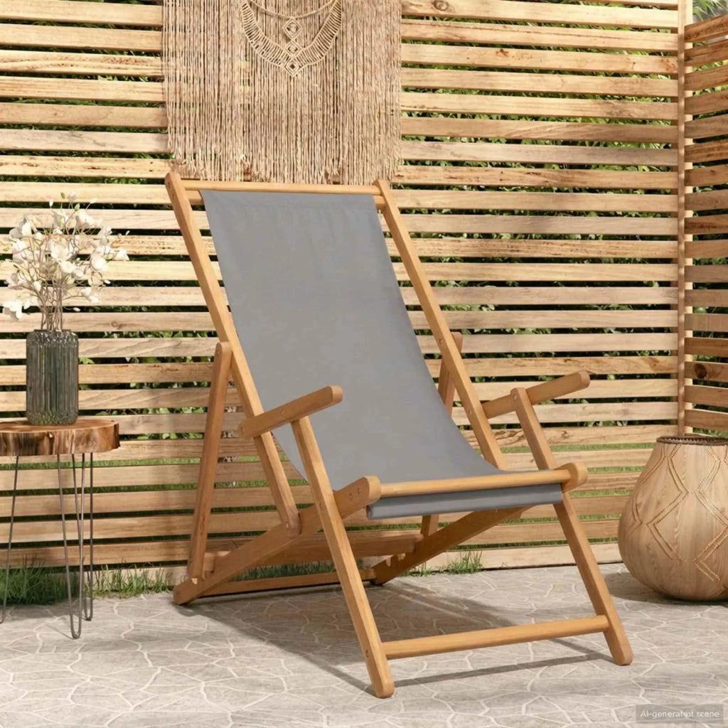 Sedia da spiaggia Grigio Chiaro Legno di teak solido 42032667