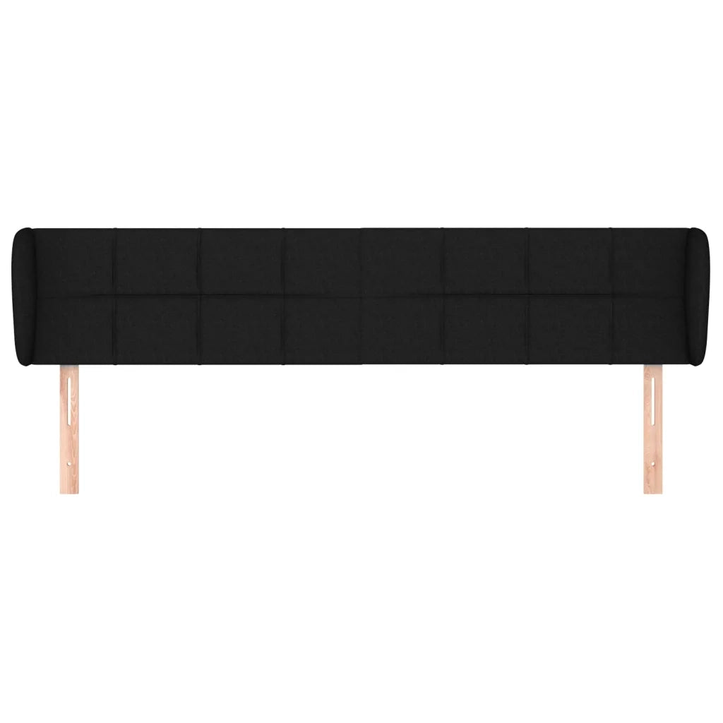 Testiera | Testata ad Orecchio Nera 203x23x78/88 cm in Tessuto