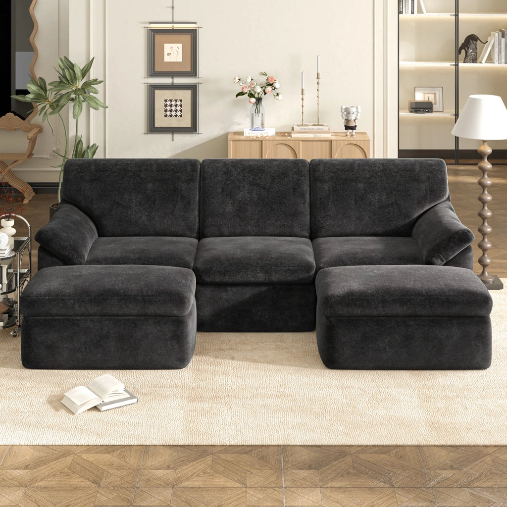 COMPONENTI PER DIVANO MODULARE OVERSIZE PER SOGGIORNO O CAMERA DA LETTO, GRIGIO SCURO