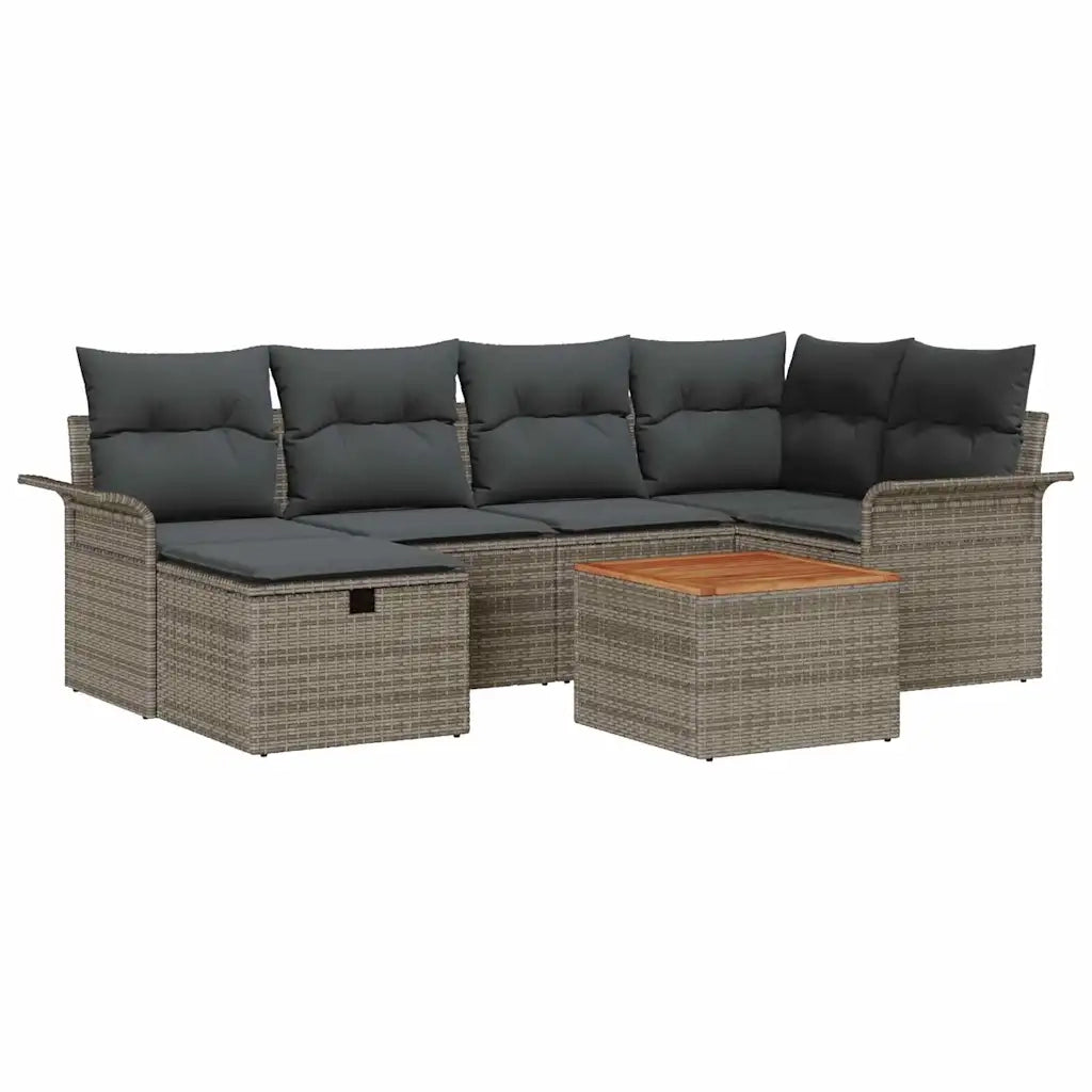 Set Divano da Giardino con cuscino 7 pcs Grigio Poly Rattan 3360786
