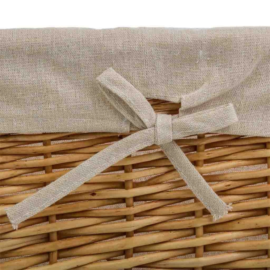 Set di 4 cestini in vimini marrone foderati
