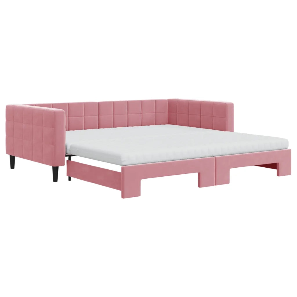 Divano Letto Estraibile con Materassi Rosa 100x200 cm Velluto 3196725