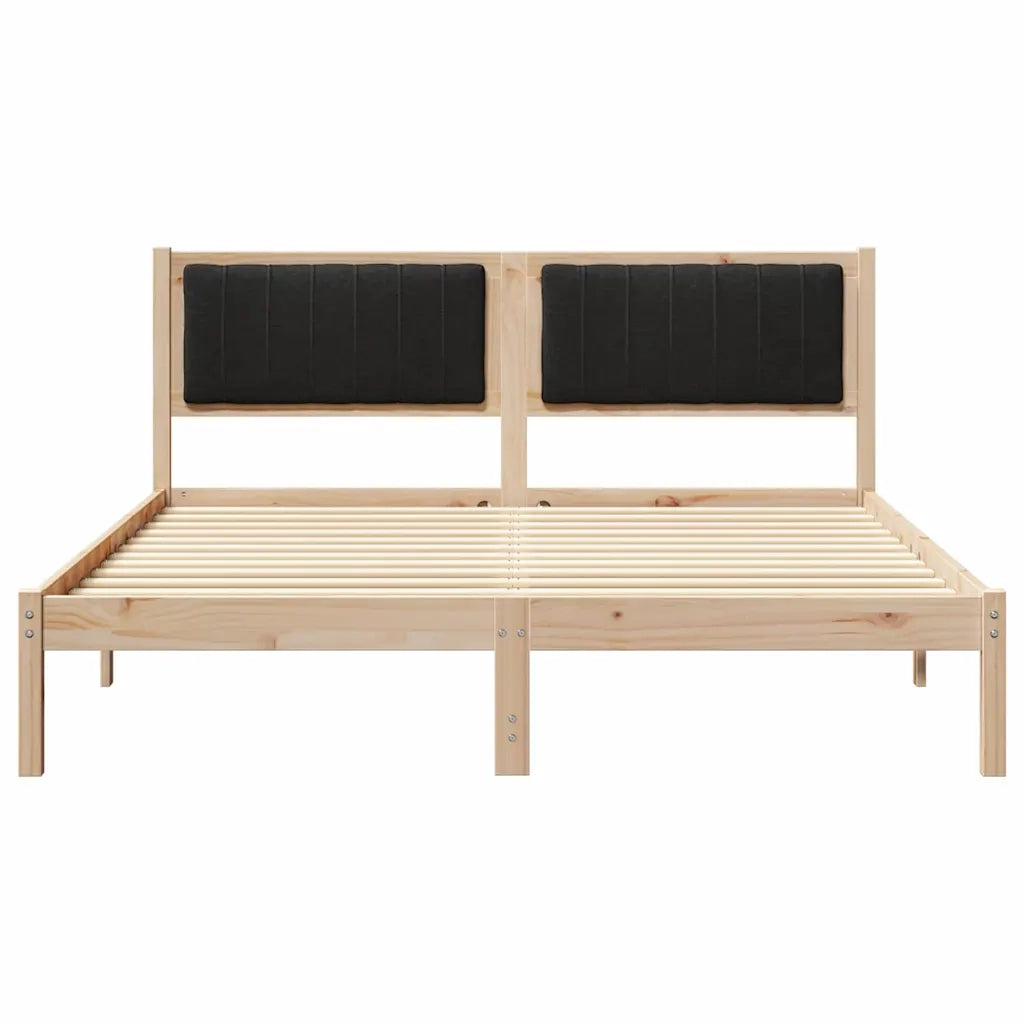 Letto con Testiera Rivestita-Struttura Letto con Testiera Nero 160 x 200 cm Pino massello 953036