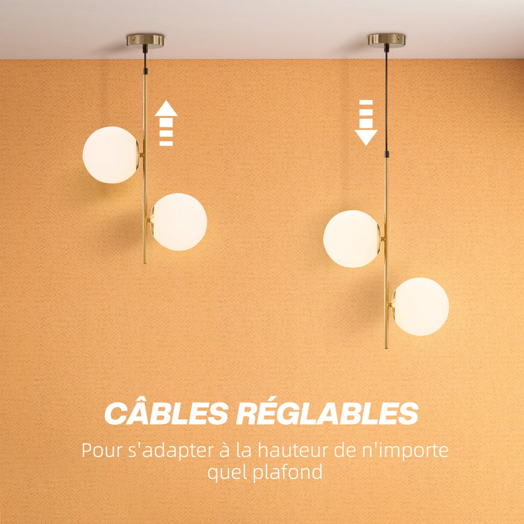 Lampadario a sospensione ¨C zephmum ¨C testa doppia regolabile, colore oro