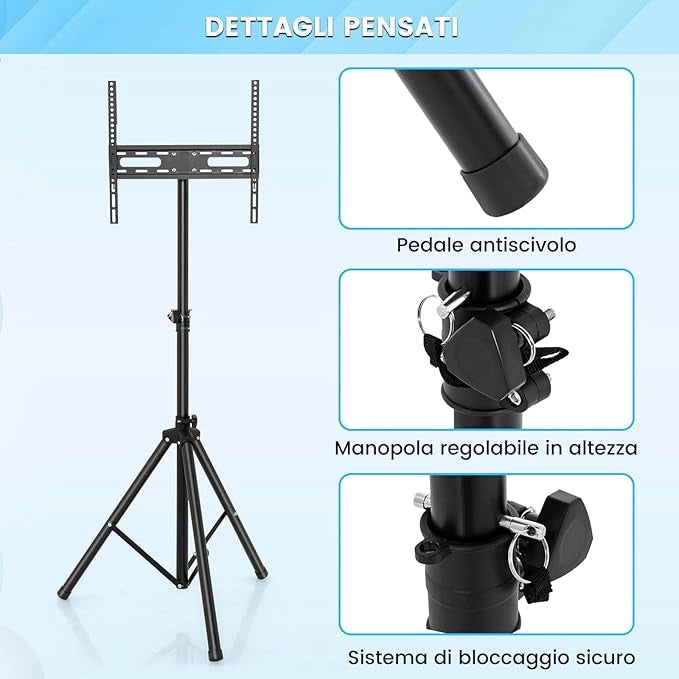 Supporto TV da Pavimento per Schermi Plasma/LCD/LED 21-47 Pollici, Supporto TV Altezza Regolabile e Girevole, Porta TV con Staffe Fino a 35 kg, Max VESA 400 x 400 mm