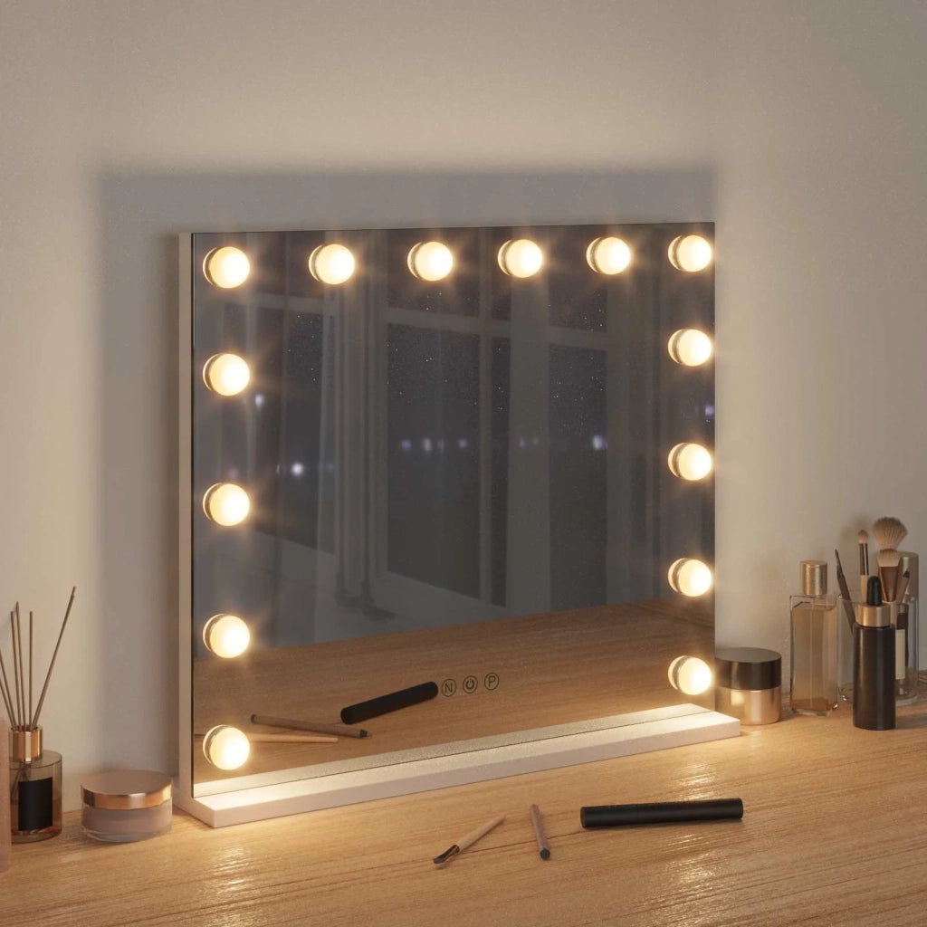 Specchio LED da Vanit¨¤ Bianco 50 x 10 x 44 cm Vetro e acciaio