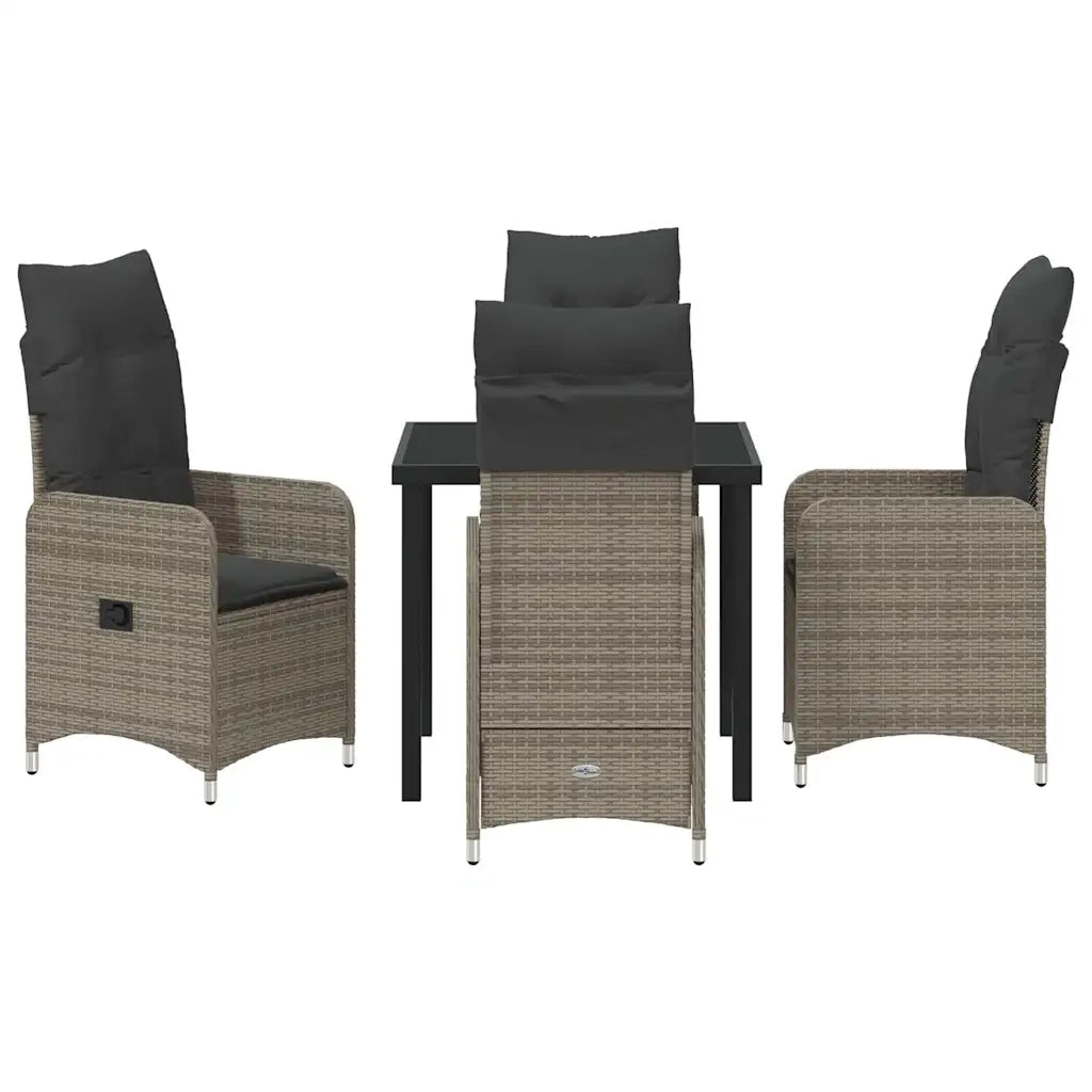 Set da Pranzo per Giardino con cuscino 5 pcs Grigio polyrattan 3379647