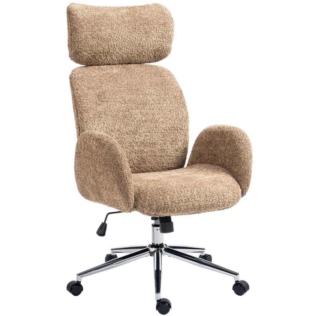 Sedia da ufficio ergonomica ¨C zephmum ¨C con schienale regolabile, braccioli e basculante, marrone