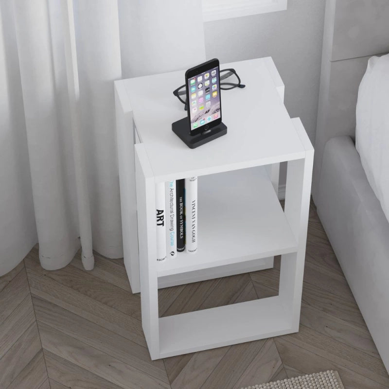 Tavolino comodino Lonie colore bianco