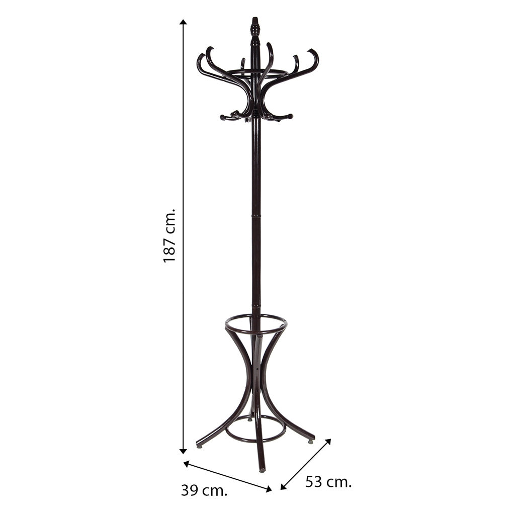 Perchero de pie de madera negro nogal 53x39x187hcm