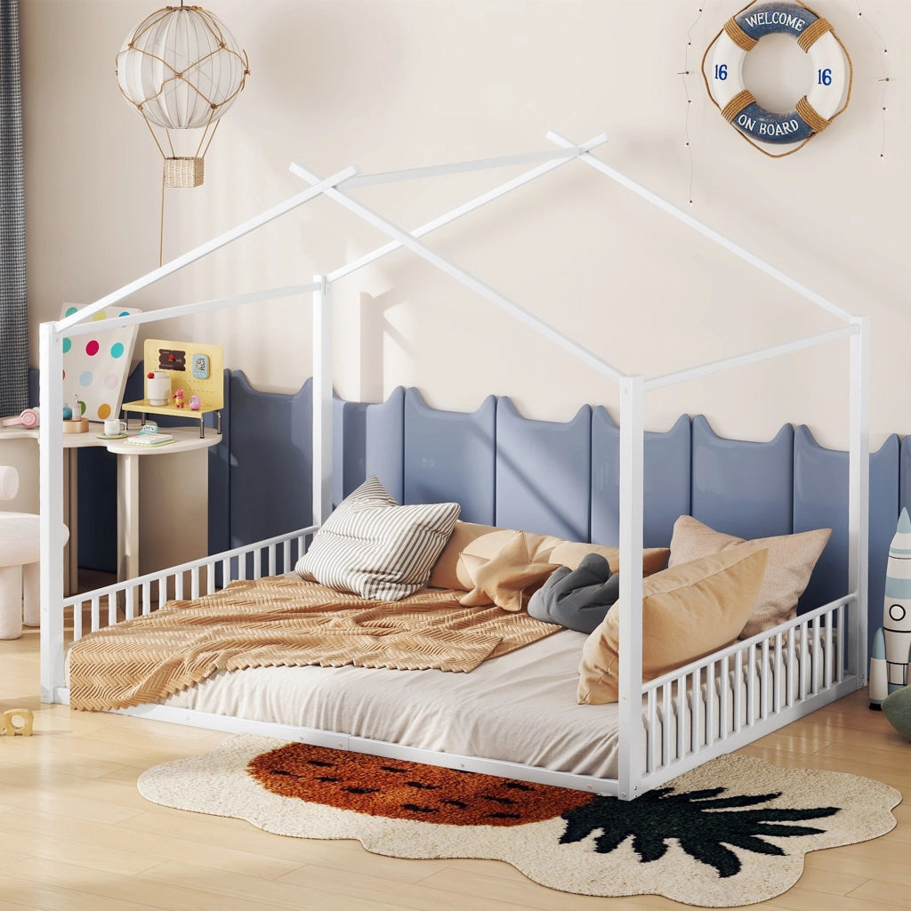 letto imbottito metallo bianco 140 x 200 cm