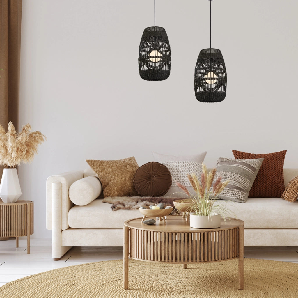 Lampada a sospensione boho Arona nera G9 Ø25 Milagro