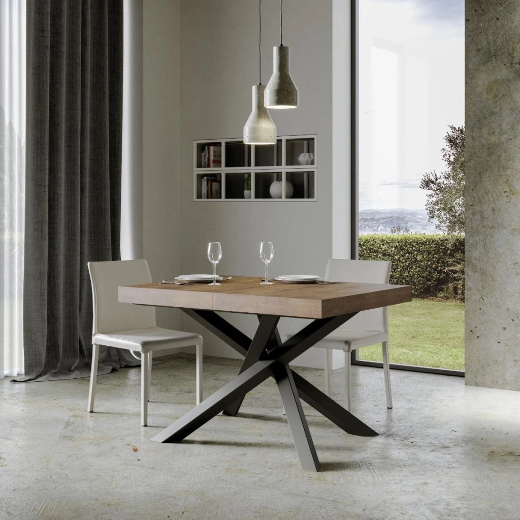 Tavolo Allungabile 120/380x90 cm Volantis Premium Noce Gambe Antracite