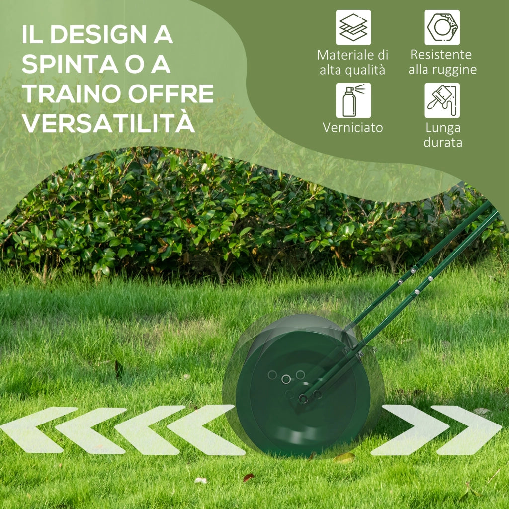 Rullo Compressore per Giardino 63L ¨C Xylo ¨C Metallo Verde Scuro 123x58x40cm