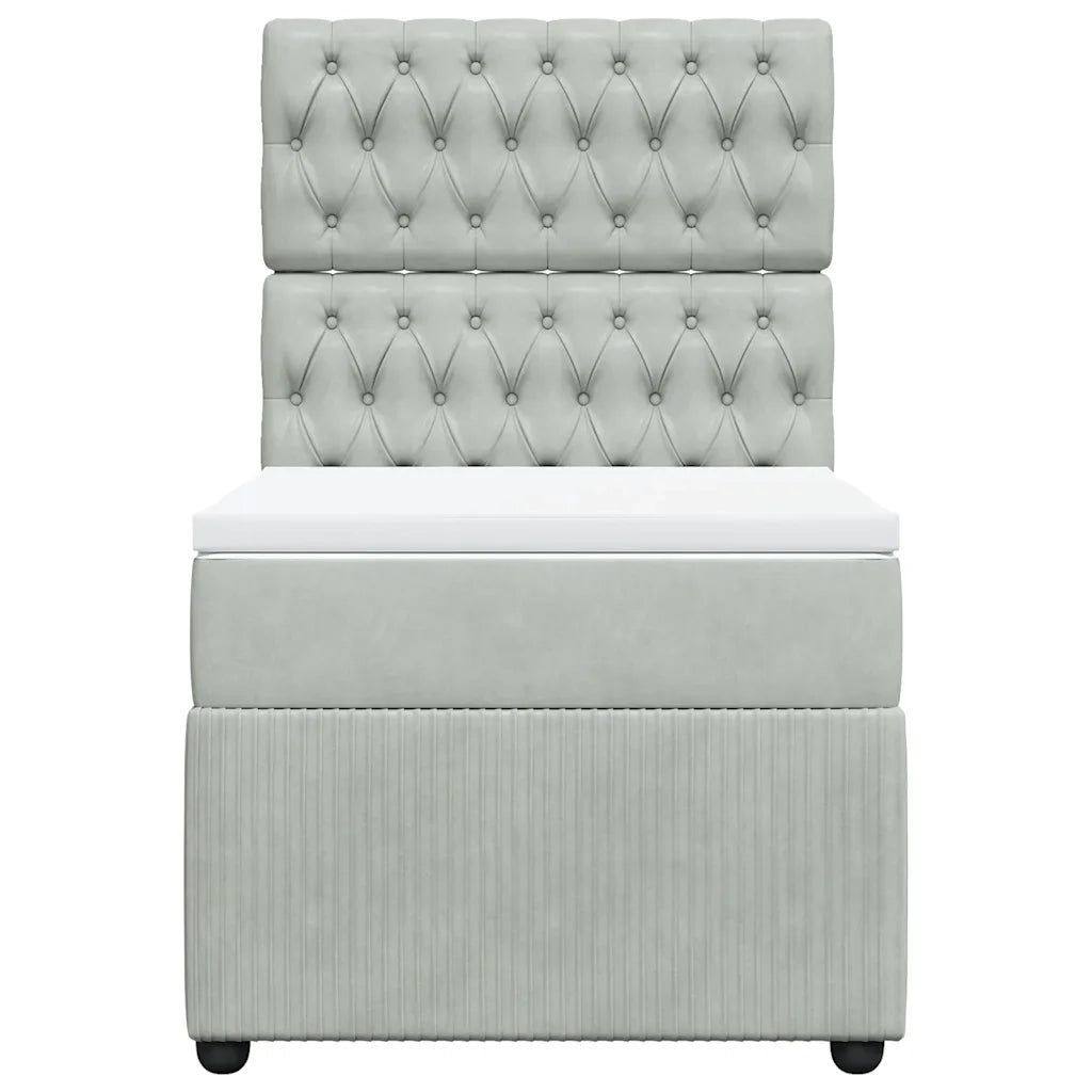 Giroletto a Molle con Materasso Grigio Chiaro 100x200cm Velluto 3294568