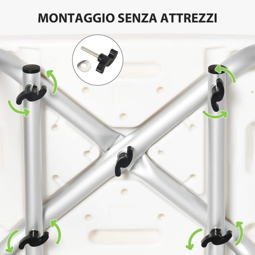 Sedia da Doccia Regolabile in Alluminio ¨C Minimal ¨C Grigio 51.5x49.5x68.5-81 cm