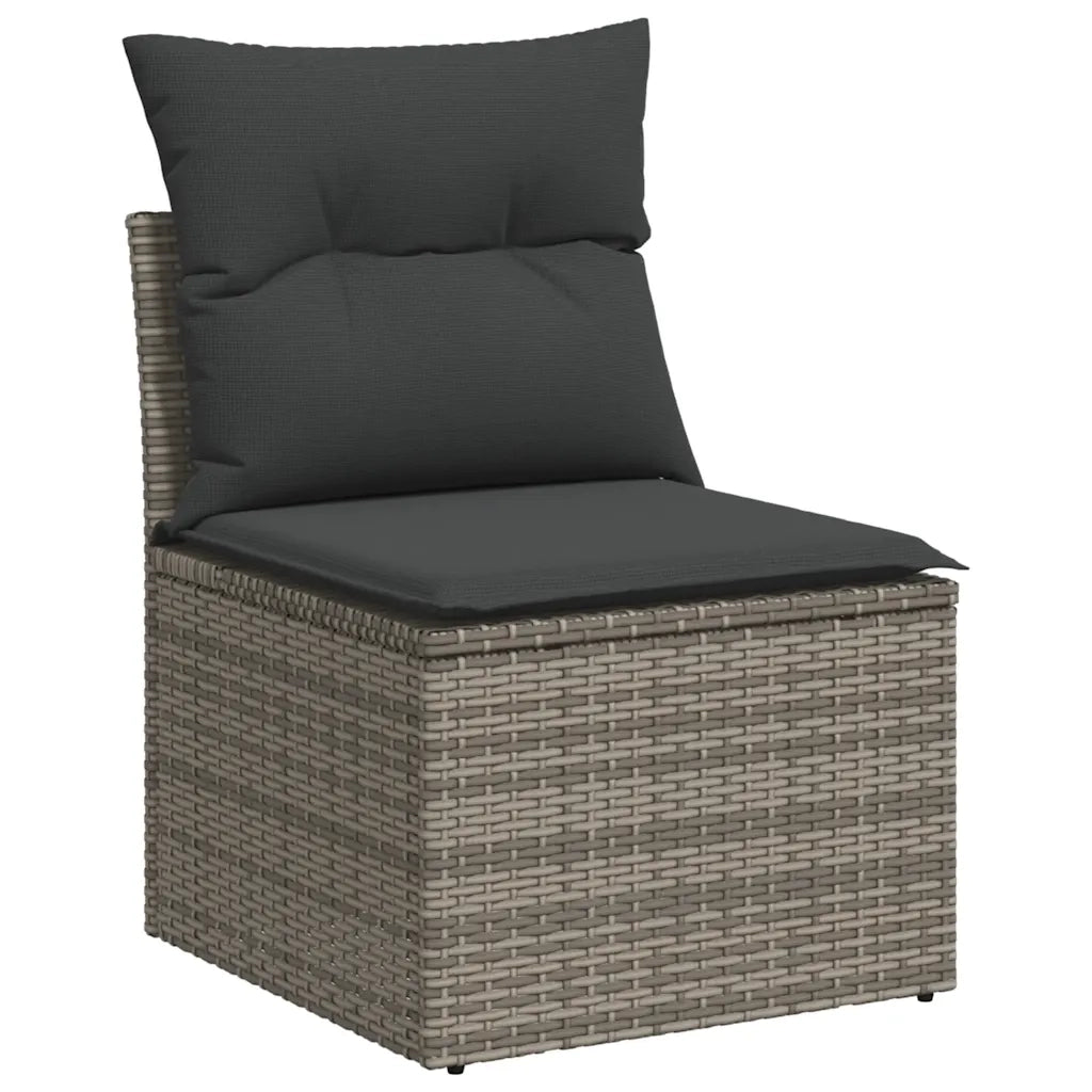 Set Divano Giardino 10 pz con Cuscini Grigio Chiaro Polyrattan