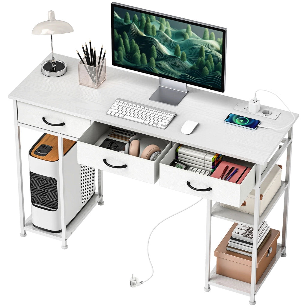 Scrivania con USB e presa ¨C Minimal ¨C 120x40x76 cm bianco
