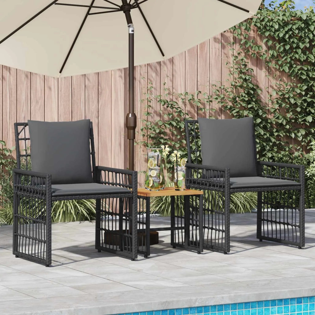 Set di Mobili da Esterno 3 pcs Nero e Grigio scuro 42025139