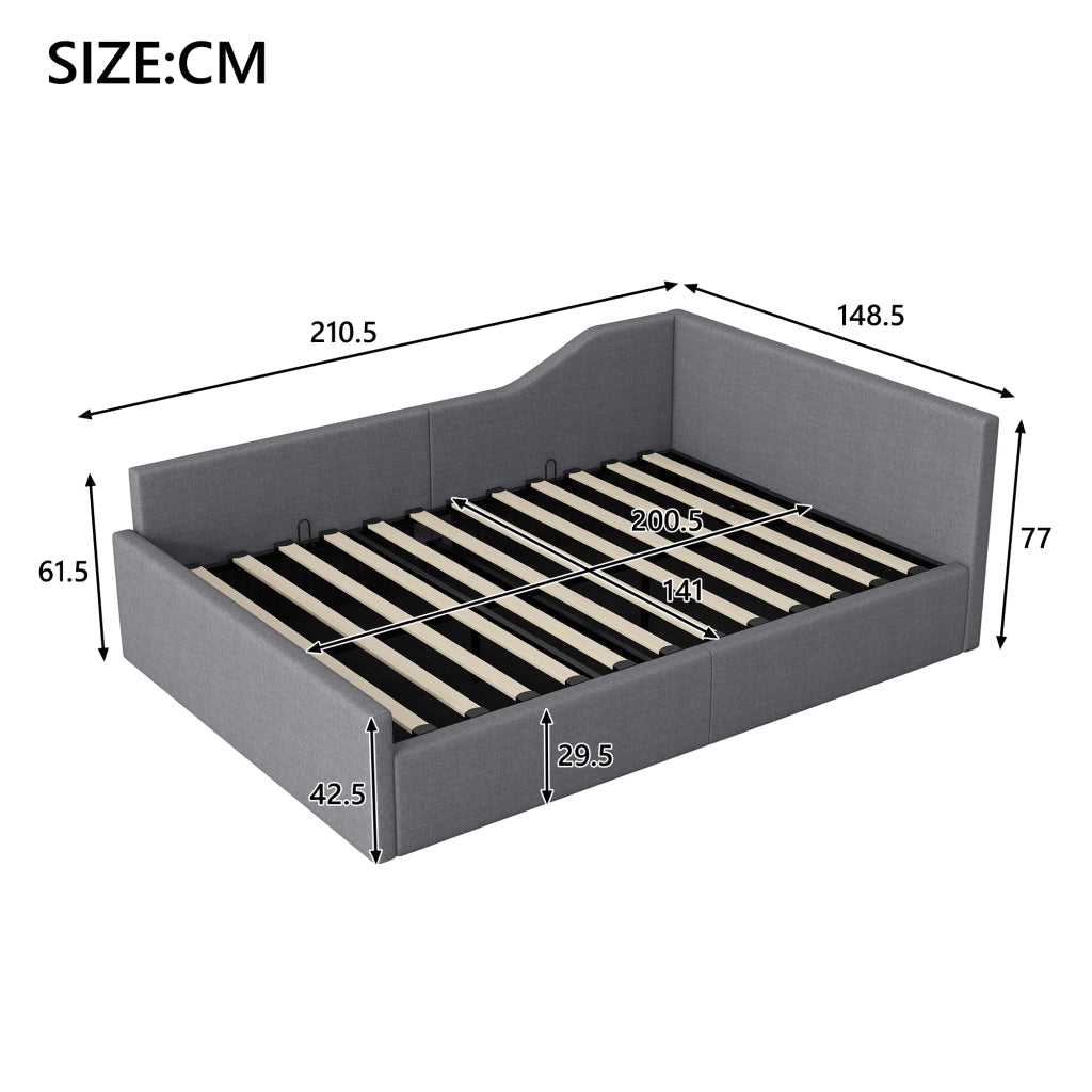 LETTO Imbottito con contenitore 140x200 cm Grigio