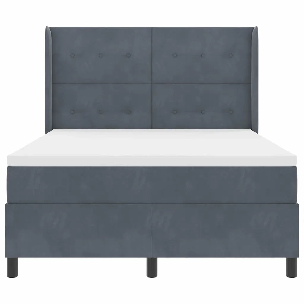 Letto a molle con testiera Grigio scuro 160 x 200 cm Velluto