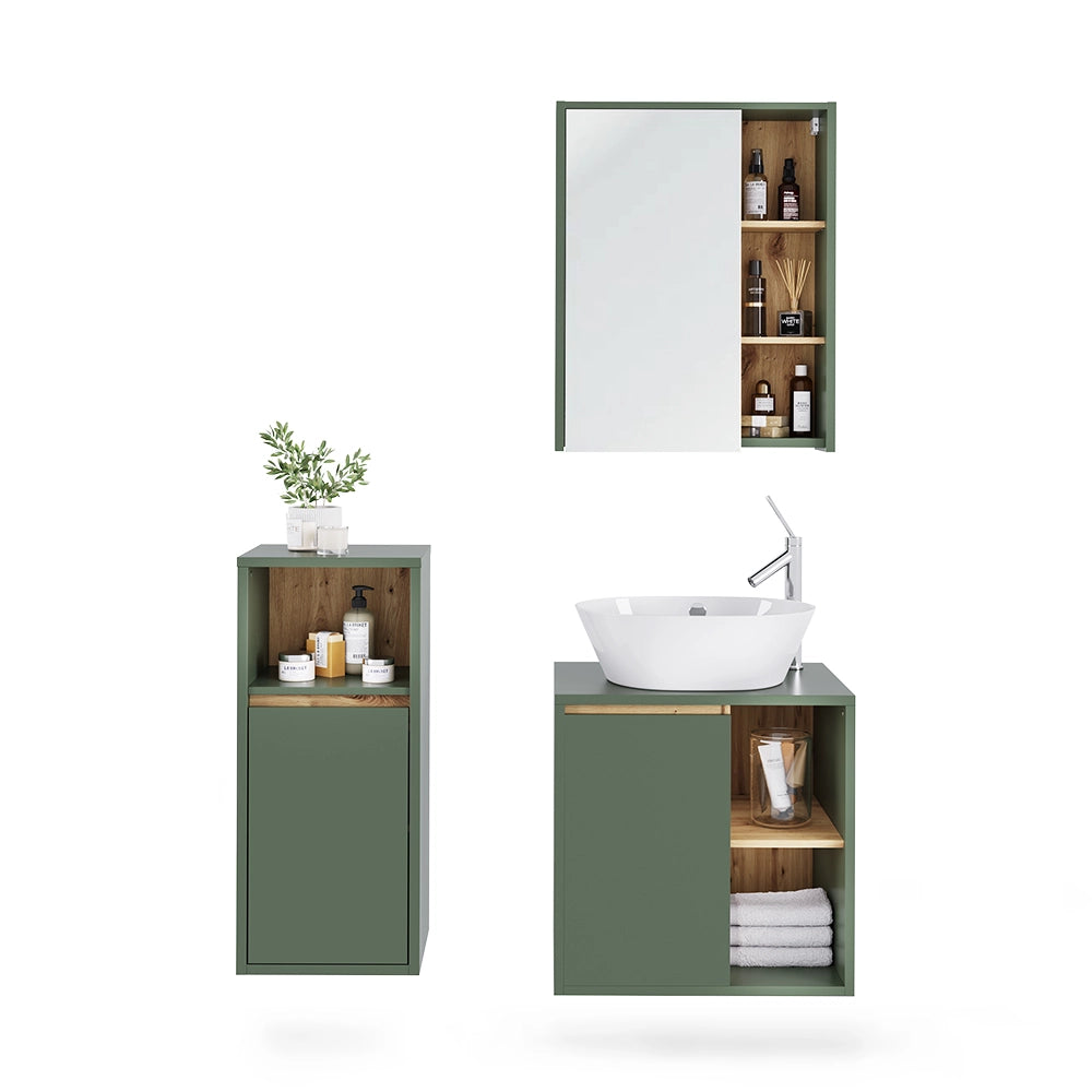 Vicco Set di mobili da bagno Verde/Artigianale 3 parti