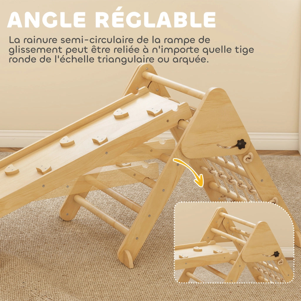 Gioco di arrampicata in legno per bambini con scivolo e scala ¨C Minimal ¨C naturale