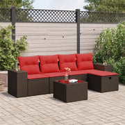 Set Divano da Giardino 6 pz con Cuscini Marrone in Polyrattan 3325680