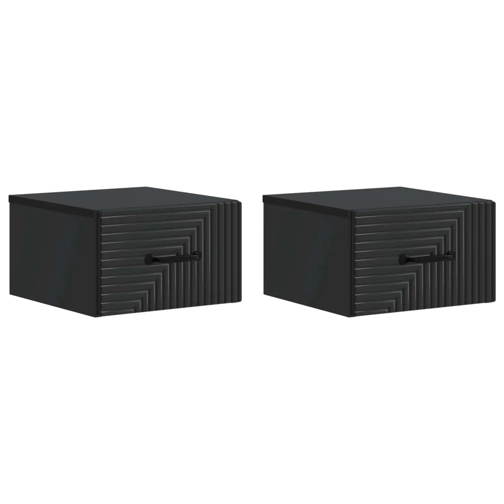 Set di 2 Comodini | Armadio da Notte | Mobiletto da notte a muro Nero 34,5 x 33 x 20 cm