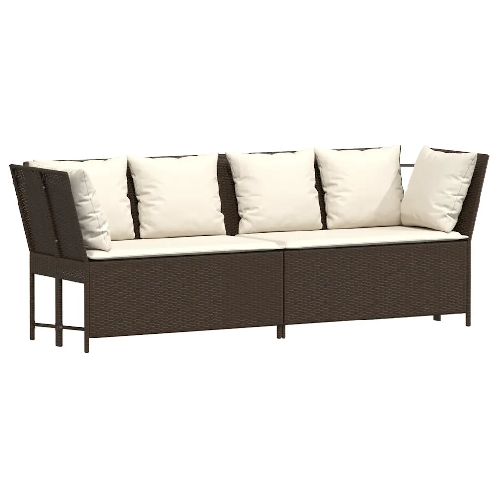 Divano da Giardino con Cuscini in Polyrattan Marrone 3365330