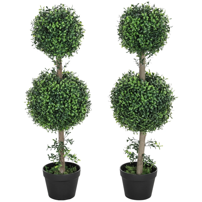 Set di 2 piante artificiali di bosso, grandi 91,6 cm, piante artificiali in vaso, bosso realistico con protezione UV, per soggiorno, giardino,