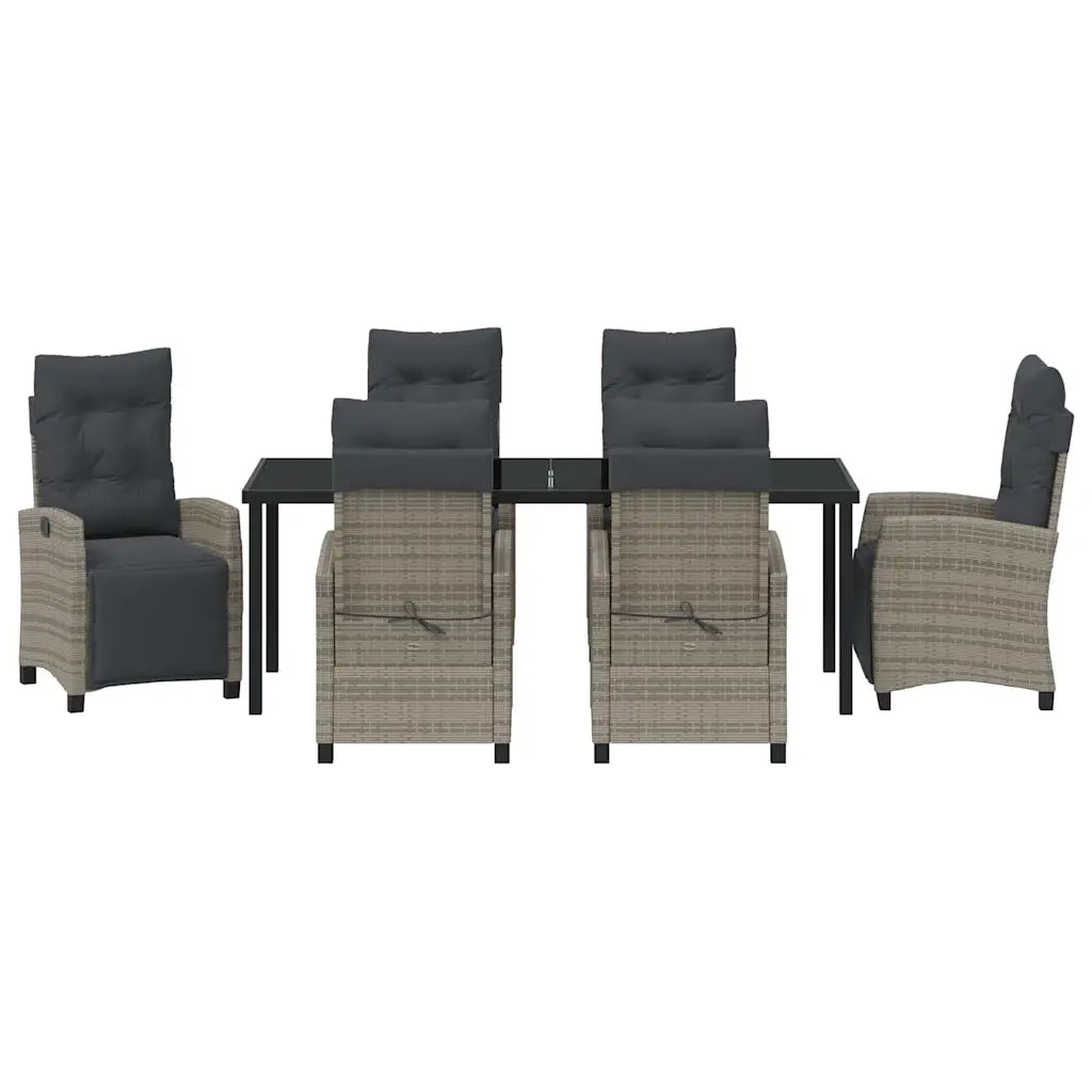 Set da Pranzo per Giardino con cuscino 7 pcs Grigio polyrattan 3380440