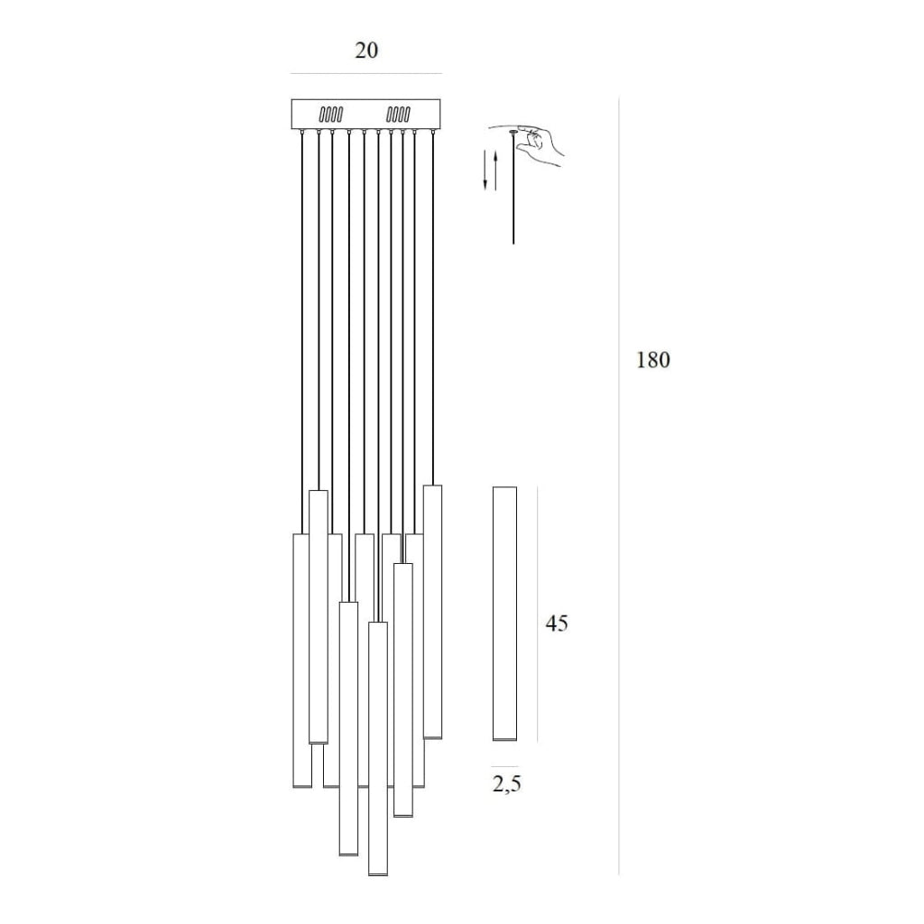 Lampada sospensione Maxlight Organic ottone 10 luci LED