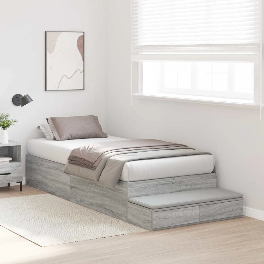 Struttura letto con contenitore-Giroletto con contenitore Grigio Sonoma 100 cm