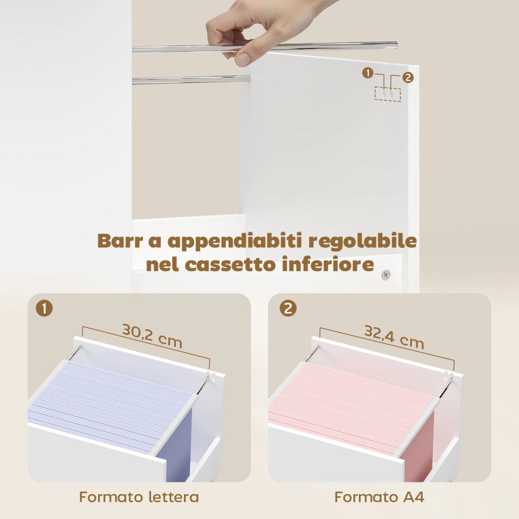 Tavolo con cassetto A4 e ruote ¨C Minimal ¨C Bianco