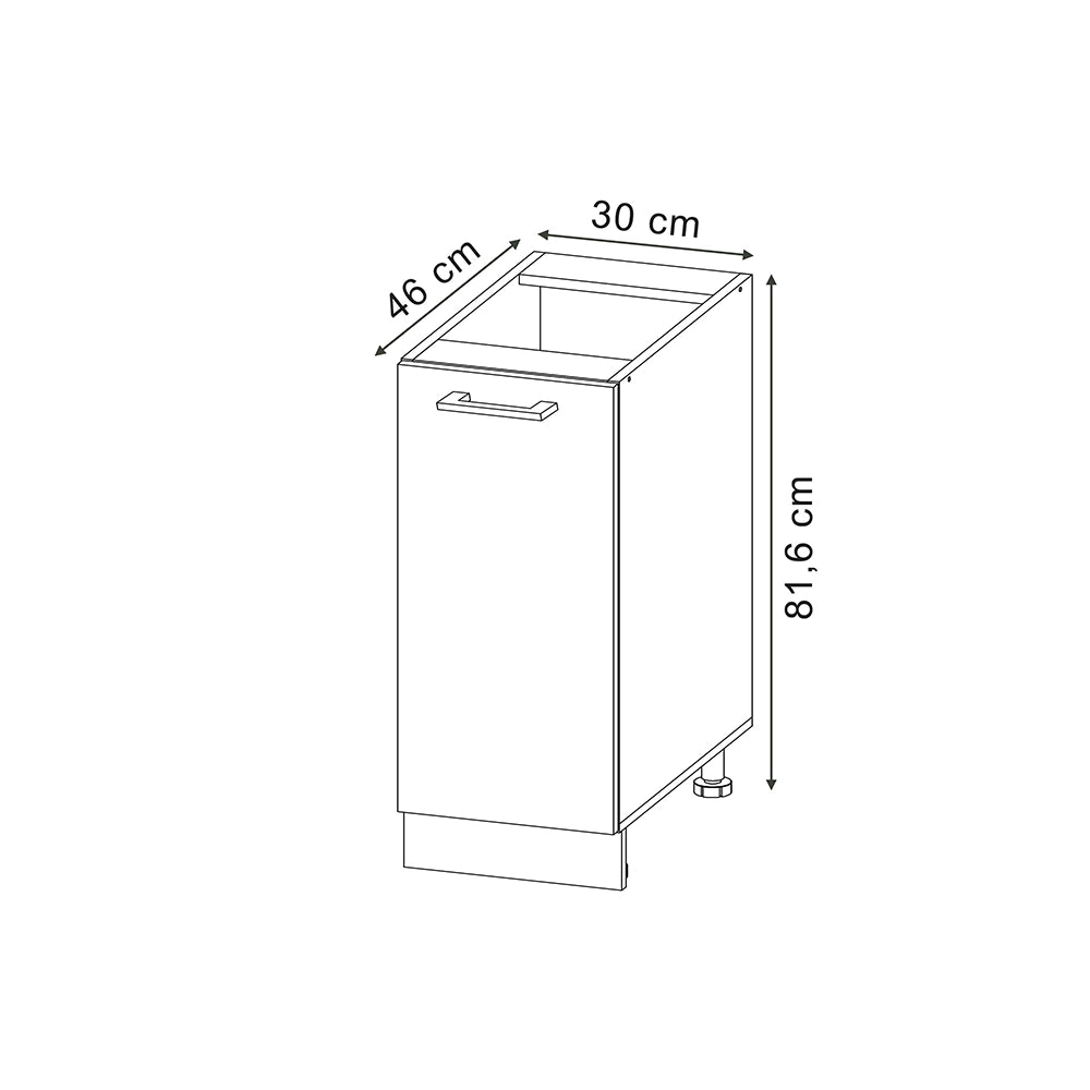 Vicco Base per cucina Calcestruzzo nero 30 cm PL Antracite