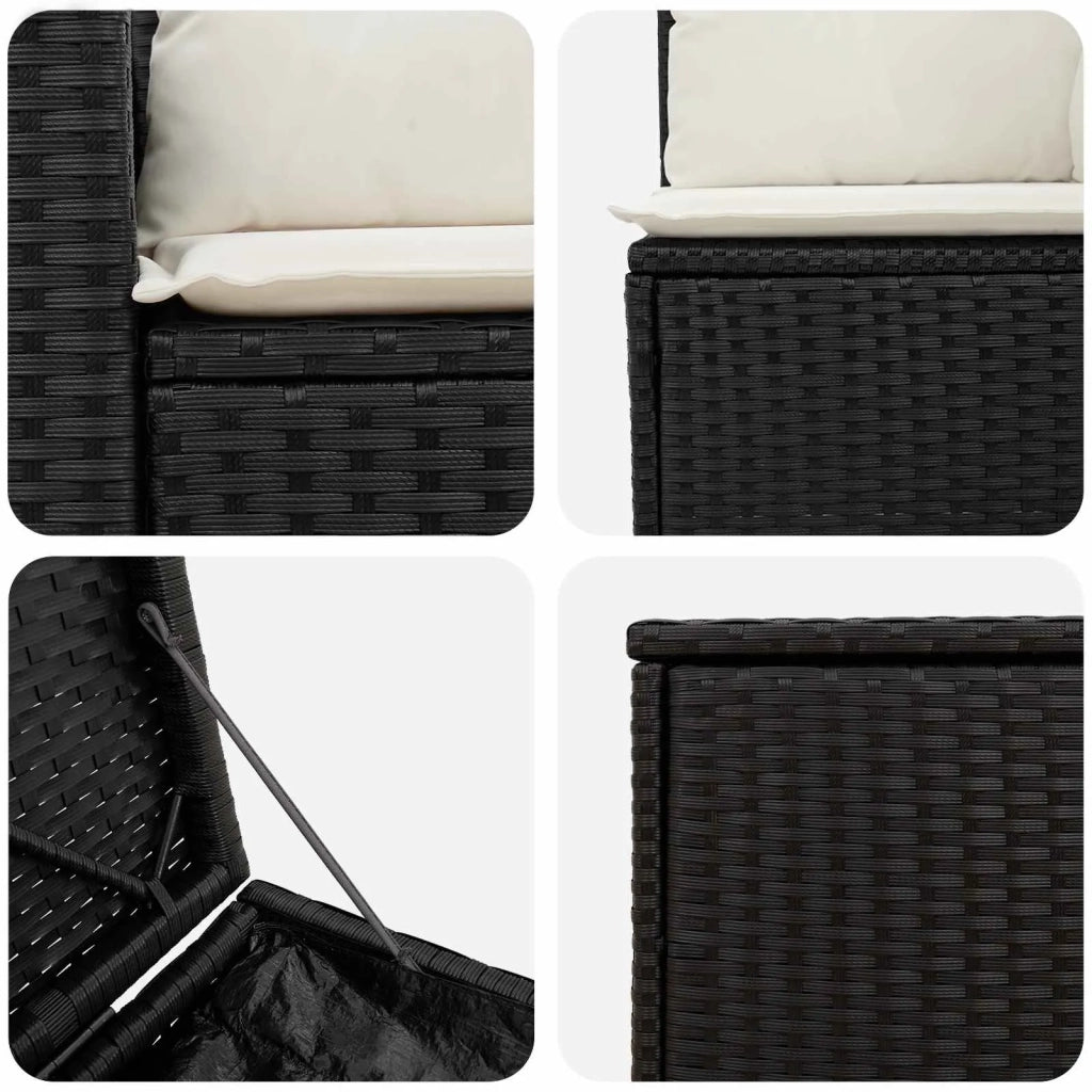 Set di divani 5 pz Nero e Bianco Crema 3447872