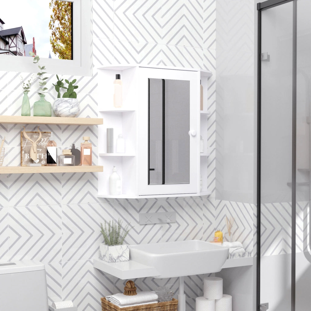 Armadio da bagno con specchio ¨C Zephmum ¨C Bianco 66x17x63 cm