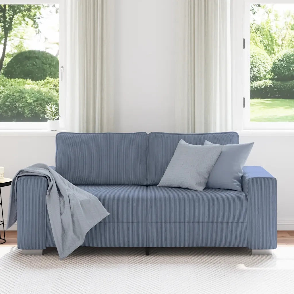 Divano Divanetto-Sofa Blu 140 cm Tessuto di Velluto a Coste